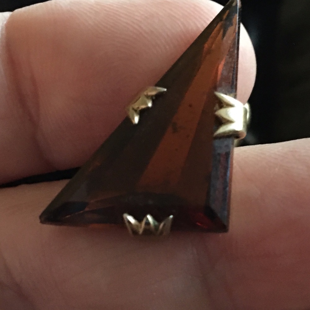 Vintage 70s Swank brown glass gold cuff link